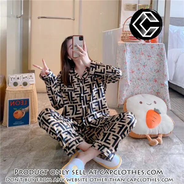 Trending luxury fashion fendi satin pajama set pjs1046 cc1824561